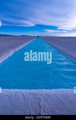 Landscape at sunset in Salinas Grandes in the province of Jujuy, Argentina, South America, America Stock Photo