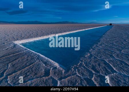 Landscape at sunset in Salinas Grandes in the province of Jujuy, Argentina, South America, America Stock Photo