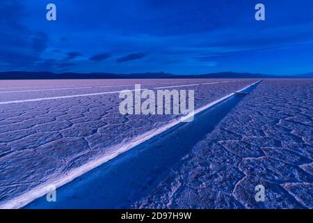Landscape at sunset in Salinas Grandes in the province of Jujuy, Argentina, South America, America Stock Photo
