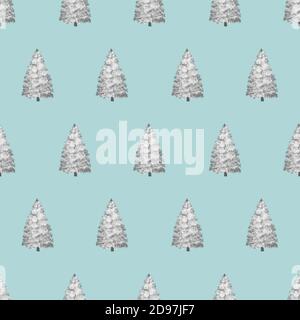 Snowy pine tree seamless pattern. Stock Vector