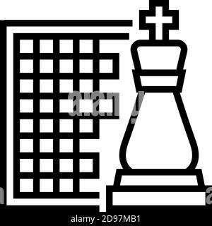 chess geek line icon vector illustration sign Stock Vector