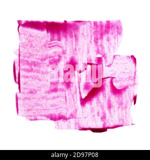 Pink expressive brush strokes isolated on the white background. Raster illustration. Square abstract texture Stock Photo