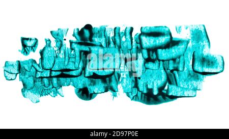 Expressive textured green brush strokes isolated on the white background. Raster illustration Stock Photo