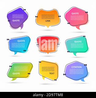 Set of vector speech bubbles with quotation marks. Stock Vector