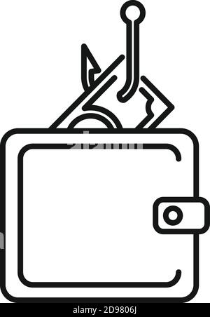 Digital wallet fraud icon, outline style Stock Vector