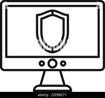 Computer security shield icon, outline style Stock Vector
