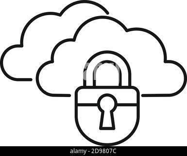 Secured data cloud icon, outline style Stock Vector