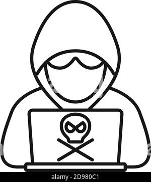 Modern hacker icon, outline style Stock Vector