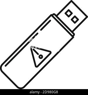 Fraud usb flash icon, outline style Stock Vector