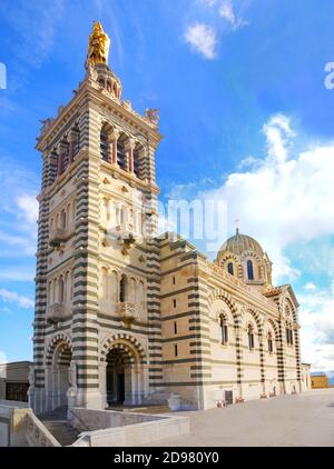 Basilica  Our Lady of the Guard in Marseille, named Notre Dame de la Garde. Stock Photo