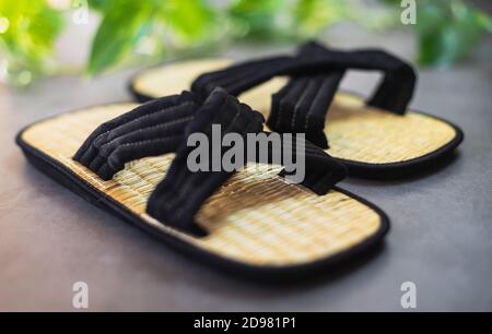 Men's Traditional Japanese Sandals Black Koi | Getamashi