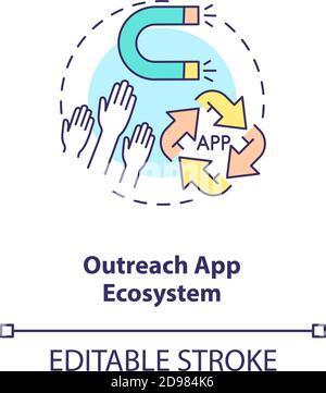 Outreach app ecosystem concept icon Stock Vector