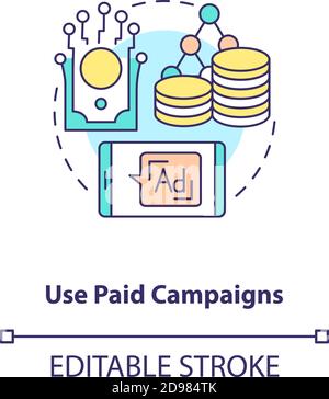 Use paid campaigns concept icon Stock Vector