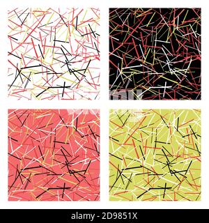Vector abstract seamless pattern set. Texture background, colored, black and white lines, backgrounds. Stock Vector