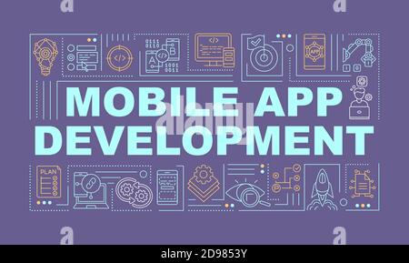 Mobile application development word concepts banner Stock Vector