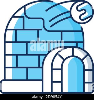 Snow fort RGB color icon Stock Vector