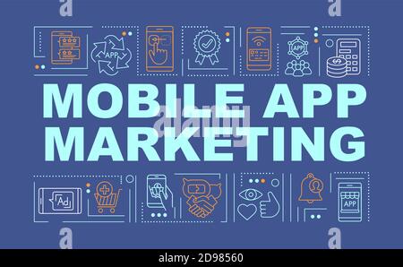 Mobile application marketing word concepts banner Stock Vector
