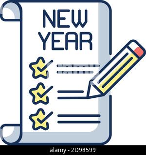 New Year resolutions RGB color icon Stock Vector