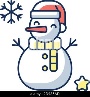 Snowman RGB color icon Stock Vector