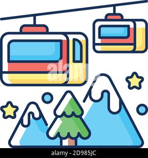 Cable railway RGB color icon Stock Vector