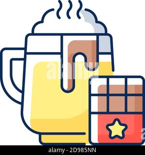 Hot chocolate RGB color icon Stock Vector