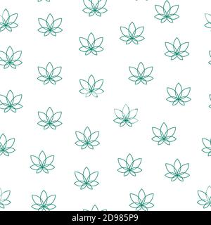 Seamless pattern of abstract cannabis leaf in modern style on a white background. Stock Vector