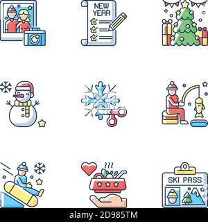 Festive holiday RGB color icons set Stock Vector