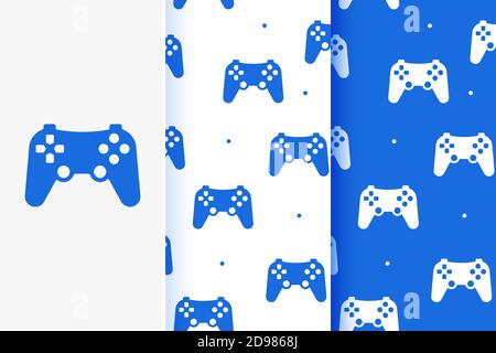 Set of seamless patterns of game joystick in flat style. Stock Vector