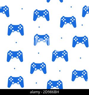 Seamless pattern of the game joystick in a flat style on a white background. Stock Vector