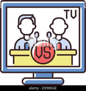 Televised debates RGB color icon Stock Vector