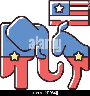 Democrats vs. Republicans RGB color icon Stock Vector