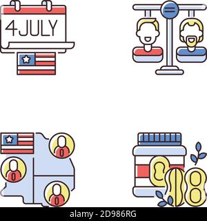 United States RGB color icons set Stock Vector