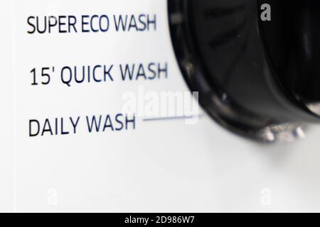 Closeup on Quick or Speed Wash function on washing machine Stock Photo