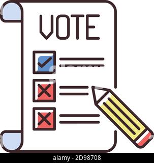 Voting ballot RGB color icon Stock Vector