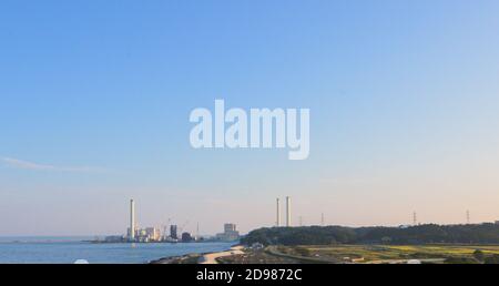 Fukushima Nuclear Plant chimneys in Japan Stock Photo