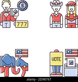 United States RGB color icons set Stock Vector
