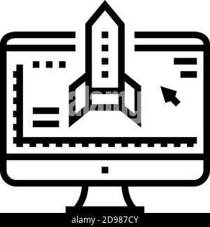 rocket modeling computer program line icon vector illustration Stock Vector