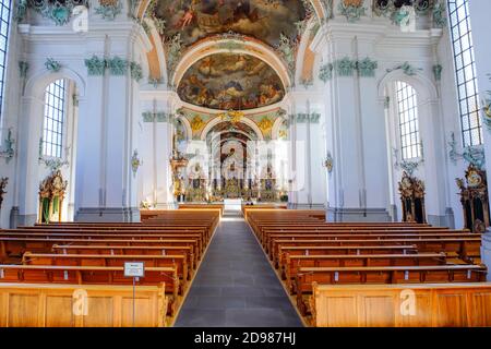 Inside Cathedral of St.Gallen (former Benedictine Abbey of St. Gall) UNESCO World Heritage Site, Switzerland. Stock Photo