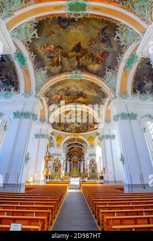 Inside Cathedral of St.Gallen (former Benedictine Abbey of St. Gall) UNESCO World Heritage Site, Switzerland. Stock Photo