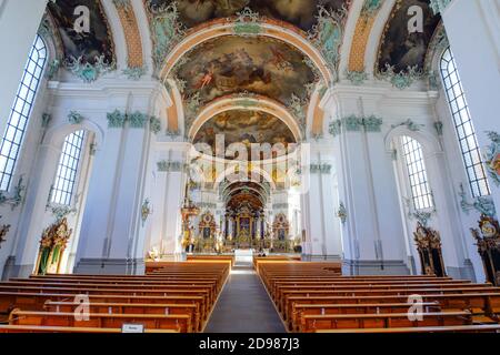 Inside Cathedral of St.Gallen (former Benedictine Abbey of St. Gall) UNESCO World Heritage Site, Switzerland. Stock Photo