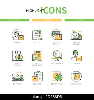 Delivery - modern line design style icons set Stock Vector