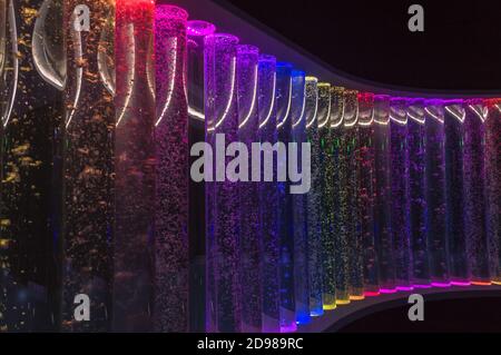 decorative and colorful abstract pillars of water with bubbles Stock Photo