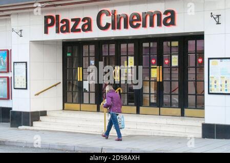Dorchester, Dorset, UK.  3rd November 2020.  The Plaza Cinema at Dorchester in Dorset before it has to close on Thursday for the new Covid-19 lockdown.  Picture Credit: Graham Hunt/Alamy Live News Stock Photo