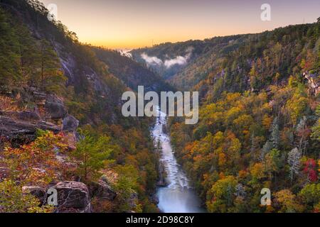 Tallulah Falls, Georgia, USA overlooking Tallulah Gorge in the autumn season. Stock Photo