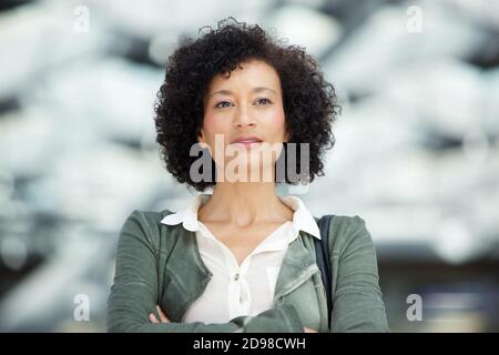 Close up portrait of attractive middle age african american woman Stock Photo