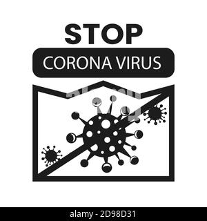 Coronavirus infographic icon. The causative agent of a respiratory infection. Bacteria pandemic poster. Logo sign isolated white background. Stock Vector