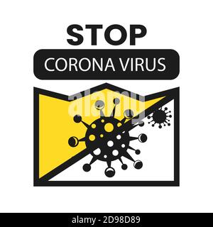 Coronavirus infographic icon. The causative agent of a respiratory infection. Bacteria pandemic poster. Logo sign isolated white background. Stock Vector