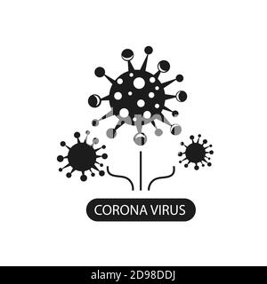 Coronavirus infographic icon. The causative agent of a respiratory infection. Bacteria pandemic poster. Logo sign isolated white background. Stock Vector