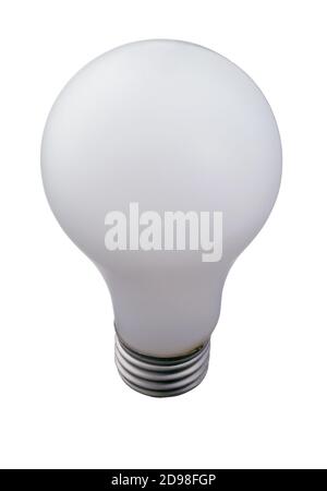 A soft white light bulb in the off position photographed on a white background Stock Photo