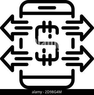 Online monetization icon. Outline online monetization vector icon for web design isolated on white background Stock Vector